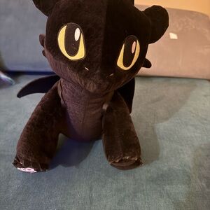 Build-A-Bear Black Plush Dragon with Yellow Eyes